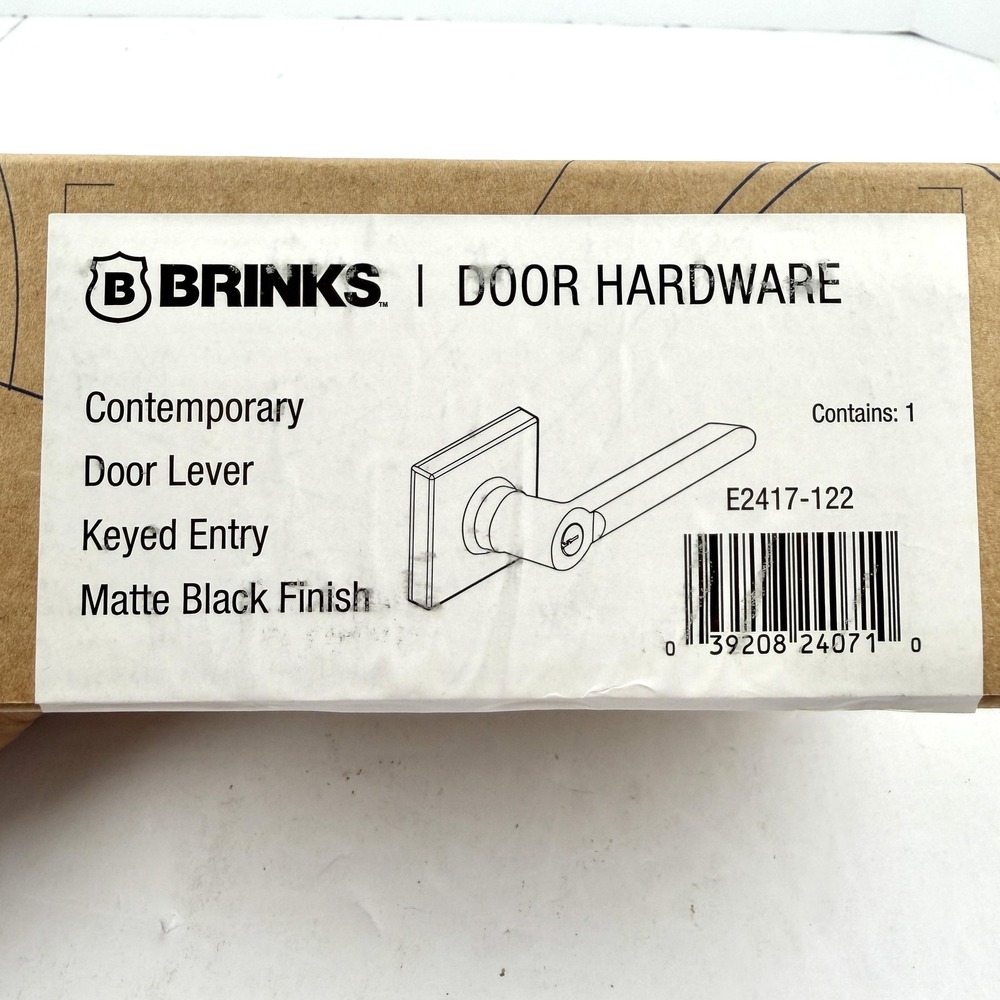 BRINKS Door Hardware Keyed Entry Lever Contemporary Matte Black Finish E2417-122